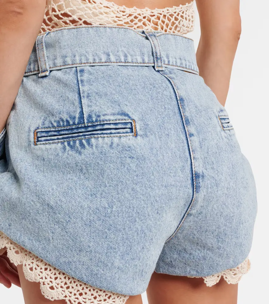 Magda Butrym Crochet-trimmed denim shorts | Thumbnail 5 Magda Butrym Crochet-trimmed denim shorts | Thumbnail 5