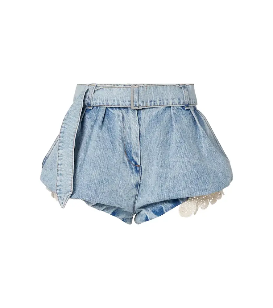 Magda Butrym Crochet-trimmed denim shorts