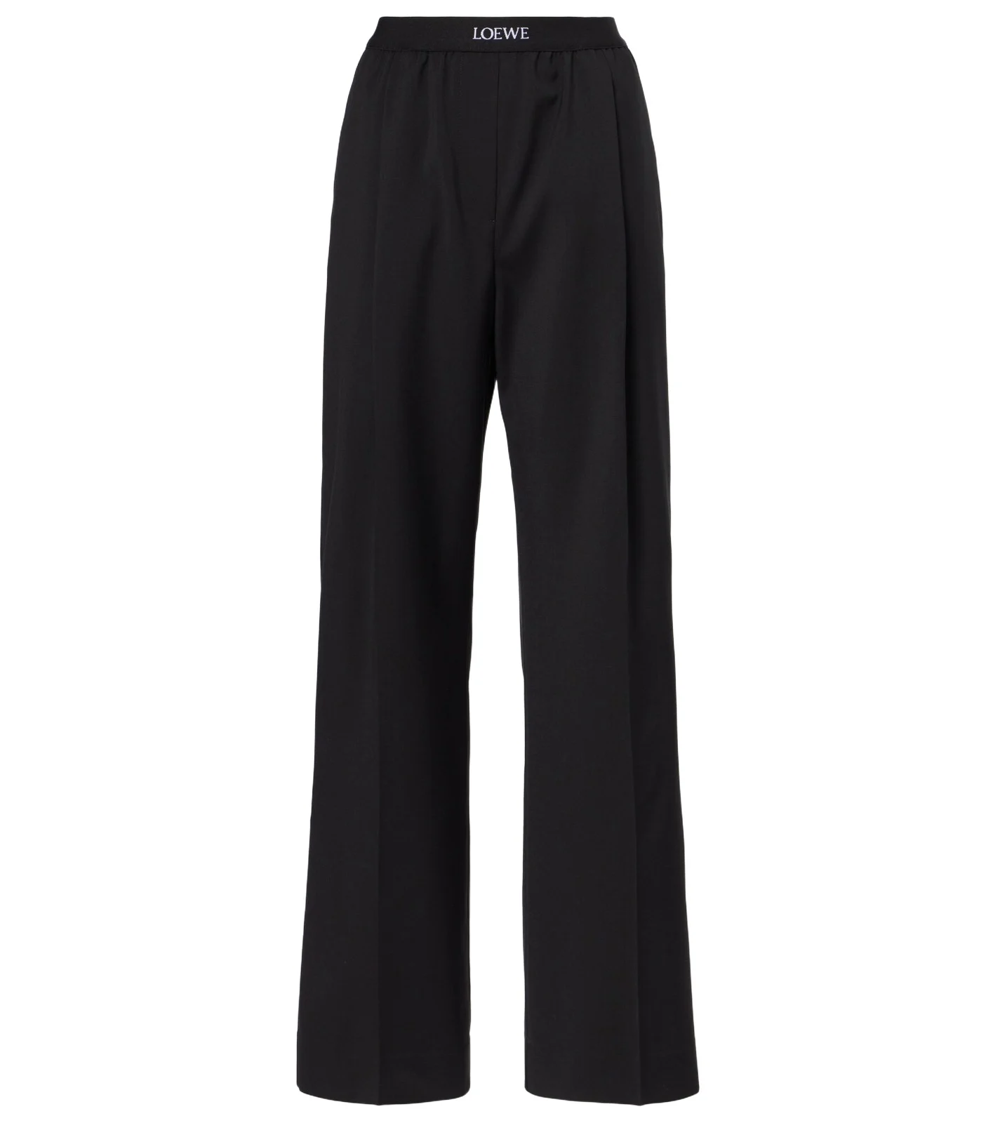 Logo wool mid-rise straight pants