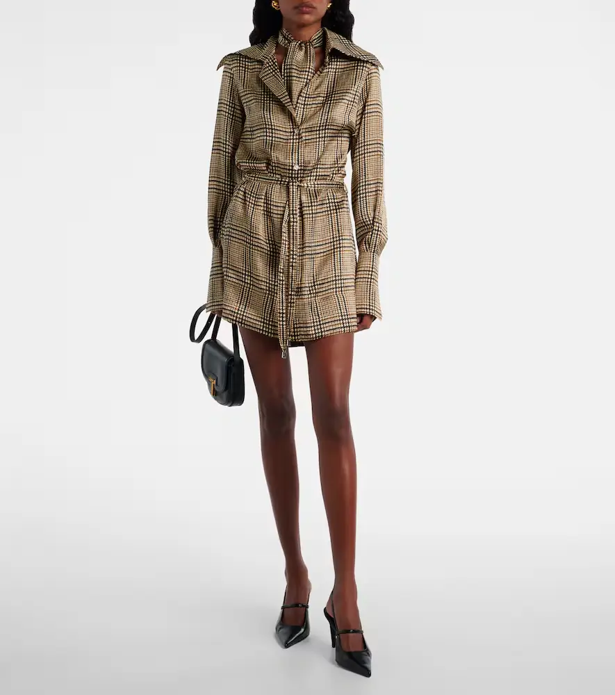 Patou Prince of Wales check silk shirt dress | Thumbnail 3 Patou Prince of Wales check silk shirt dress | Thumbnail 3