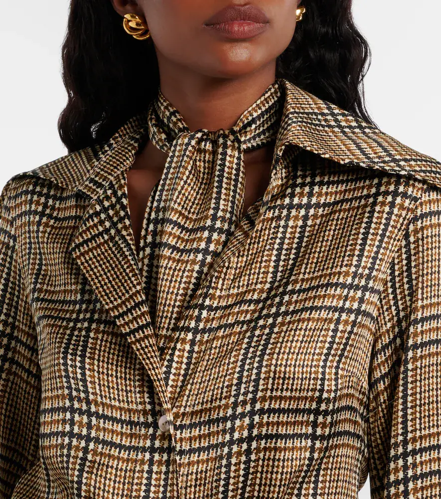 Patou Prince of Wales check silk shirt dress | Thumbnail 4 Patou Prince of Wales check silk shirt dress | Thumbnail 4
