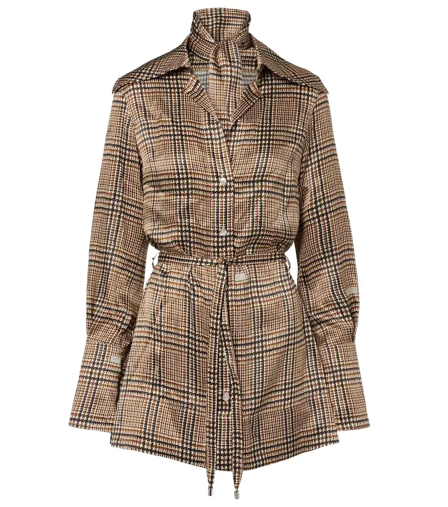Patou Prince of Wales check silk shirt dress