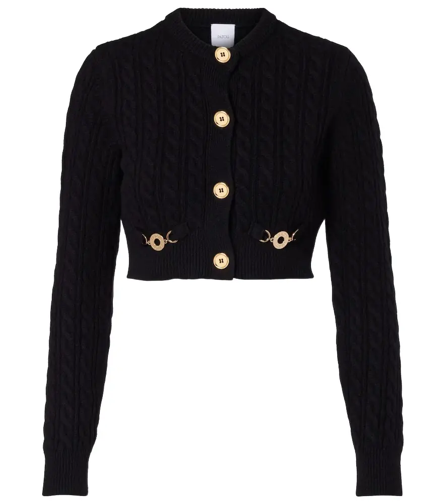 Patou Cable-knit wool and cashmere cardigan