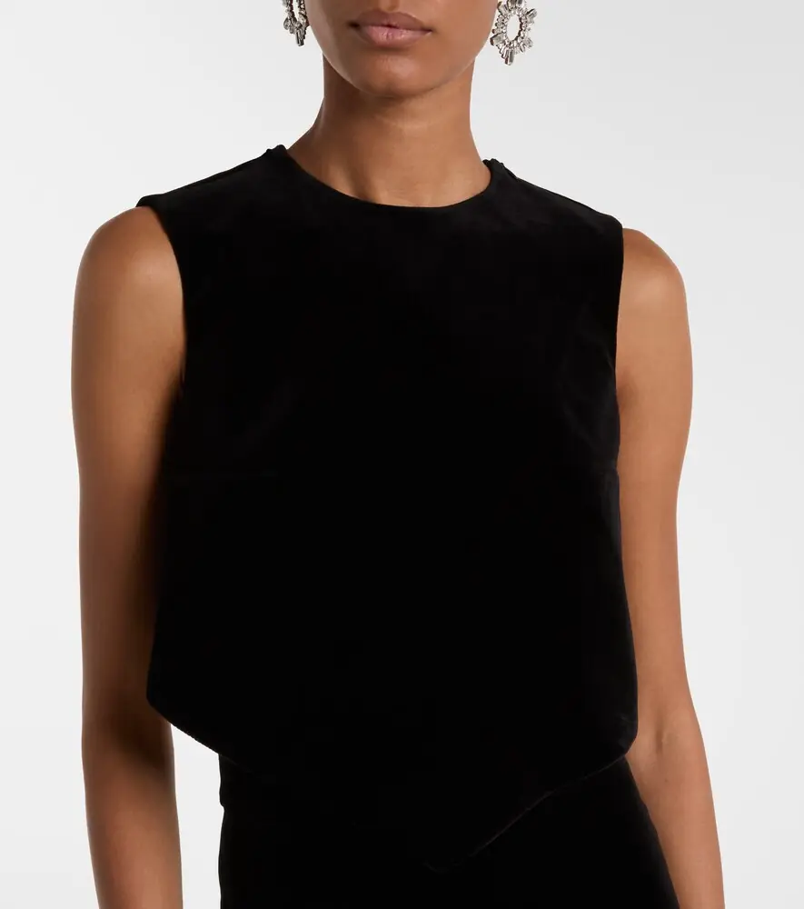 Patou Bow-detail cotton-blend velvet crop top | Thumbnail 2 Patou Bow-detail cotton-blend velvet crop top | Thumbnail 2
