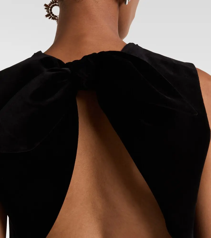 Patou Bow-detail cotton-blend velvet crop top | Thumbnail 3 Patou Bow-detail cotton-blend velvet crop top | Thumbnail 3