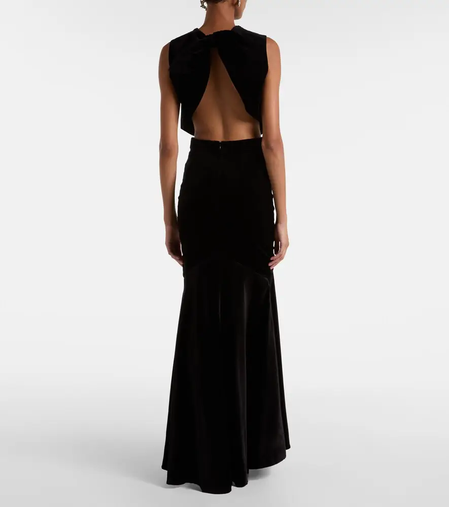 Patou Bow-detail cotton-blend velvet crop top | Thumbnail 4 Patou Bow-detail cotton-blend velvet crop top | Thumbnail 4