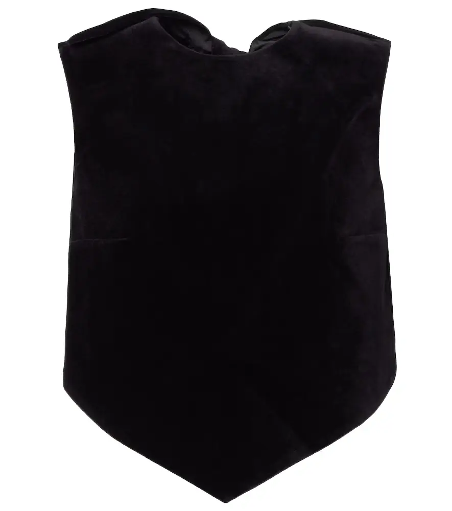 Patou Bow-detail cotton-blend velvet crop top