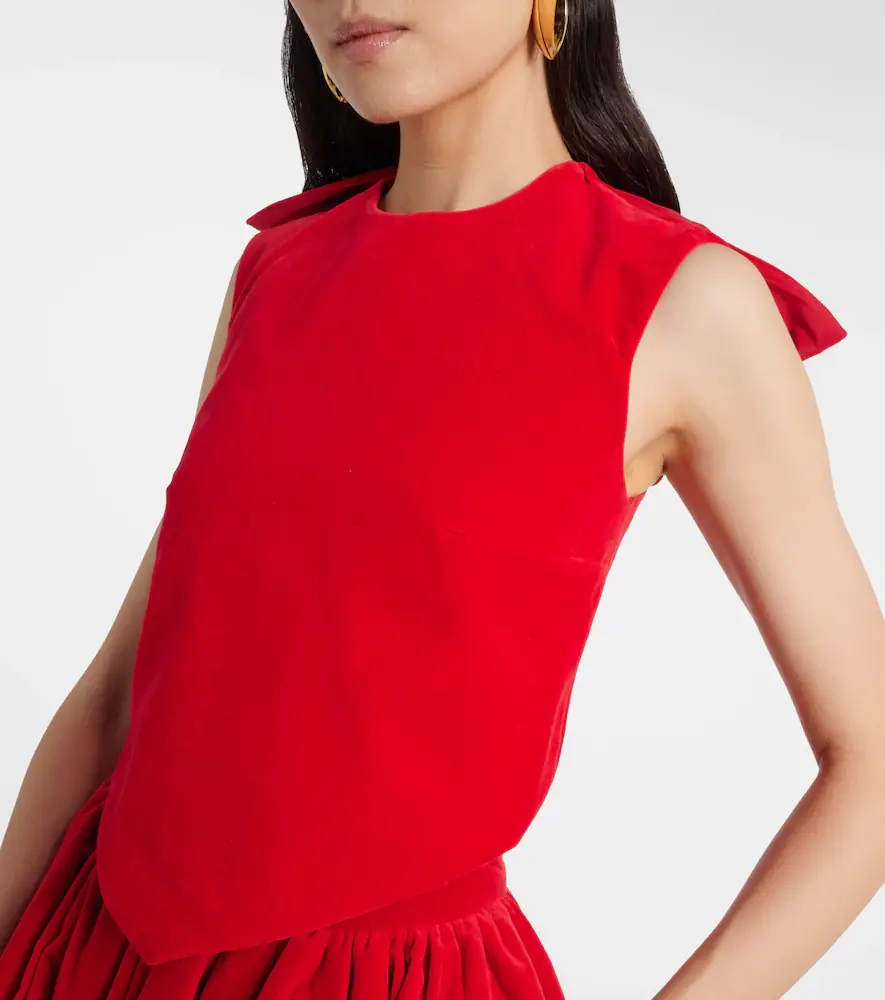 Patou Cotton velvet crop top | Thumbnail 4 Patou Cotton velvet crop top | Thumbnail 4