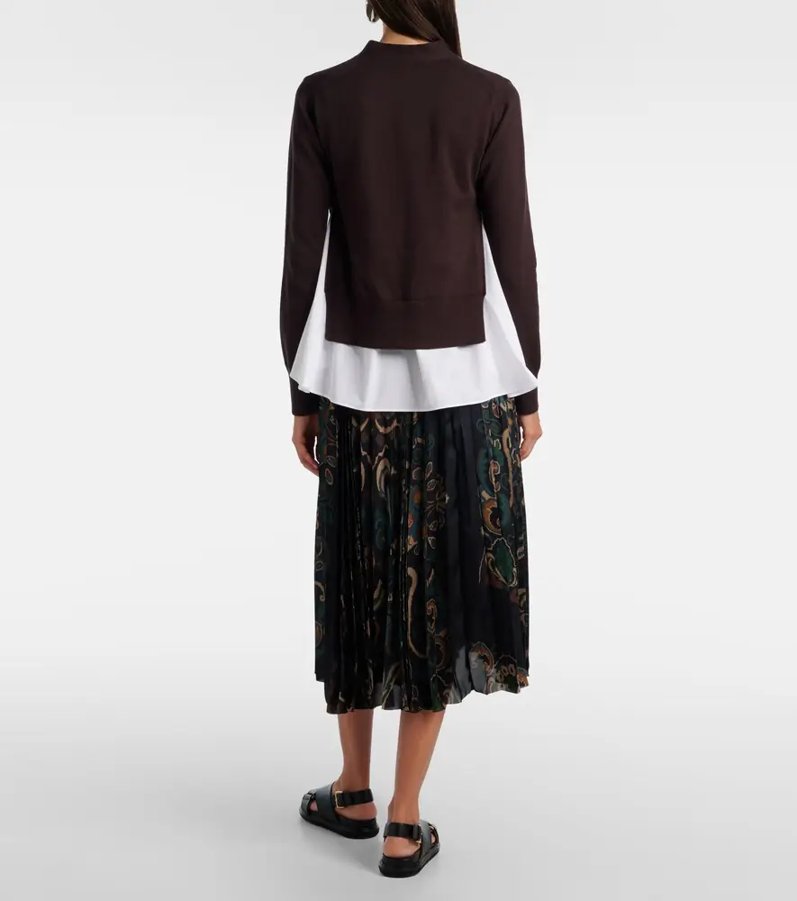 Sacai Layered cotton cardigan | Thumbnail 4