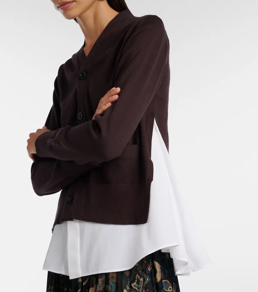 Sacai Layered cotton cardigan | Thumbnail 5