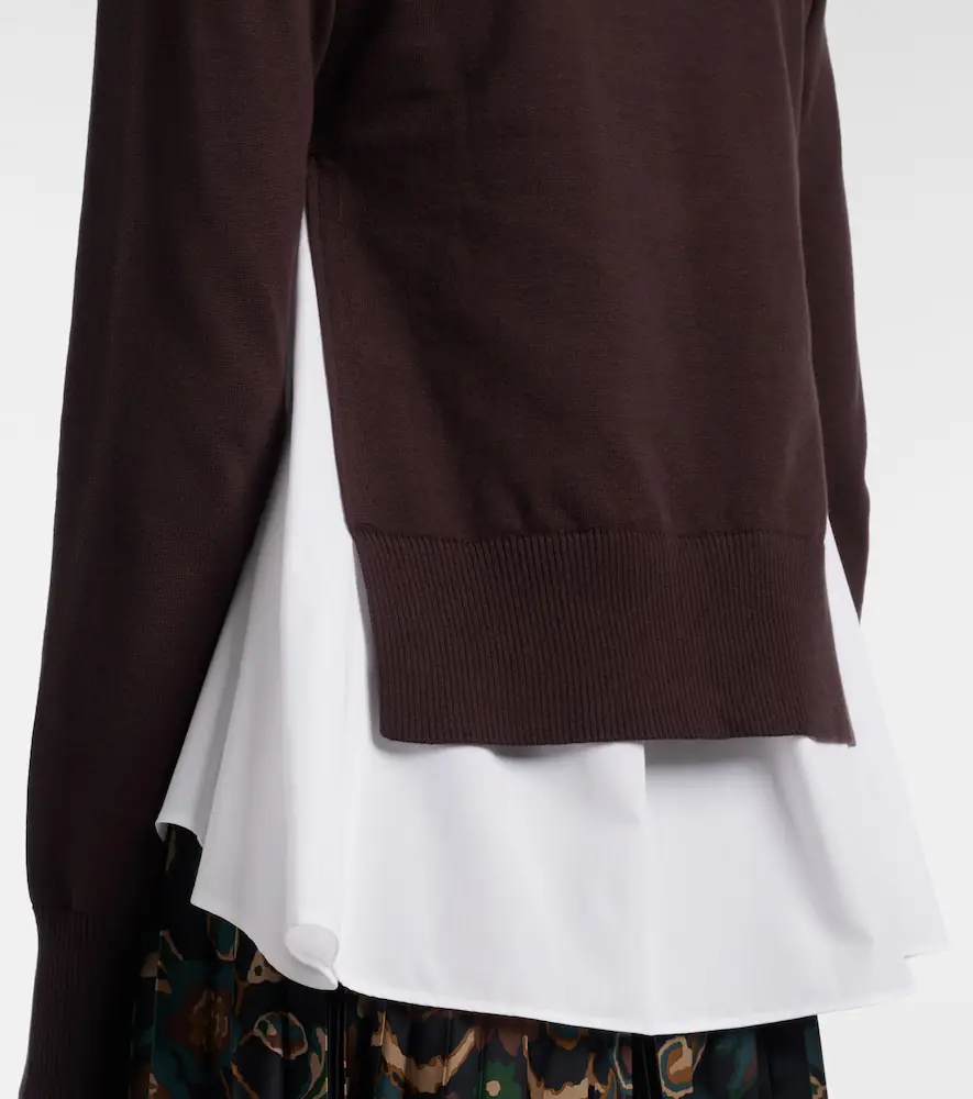 Sacai Layered cotton cardigan | Thumbnail 6