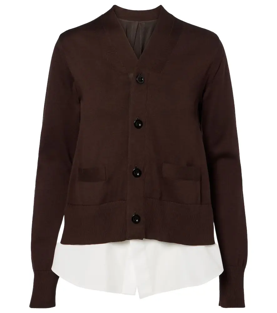 Sacai Layered cotton cardigan