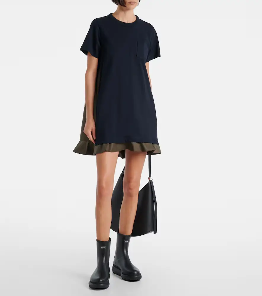 Sacai Jersey and twill minidress | Thumbnail 4 Sacai Jersey and twill minidress | Thumbnail 4