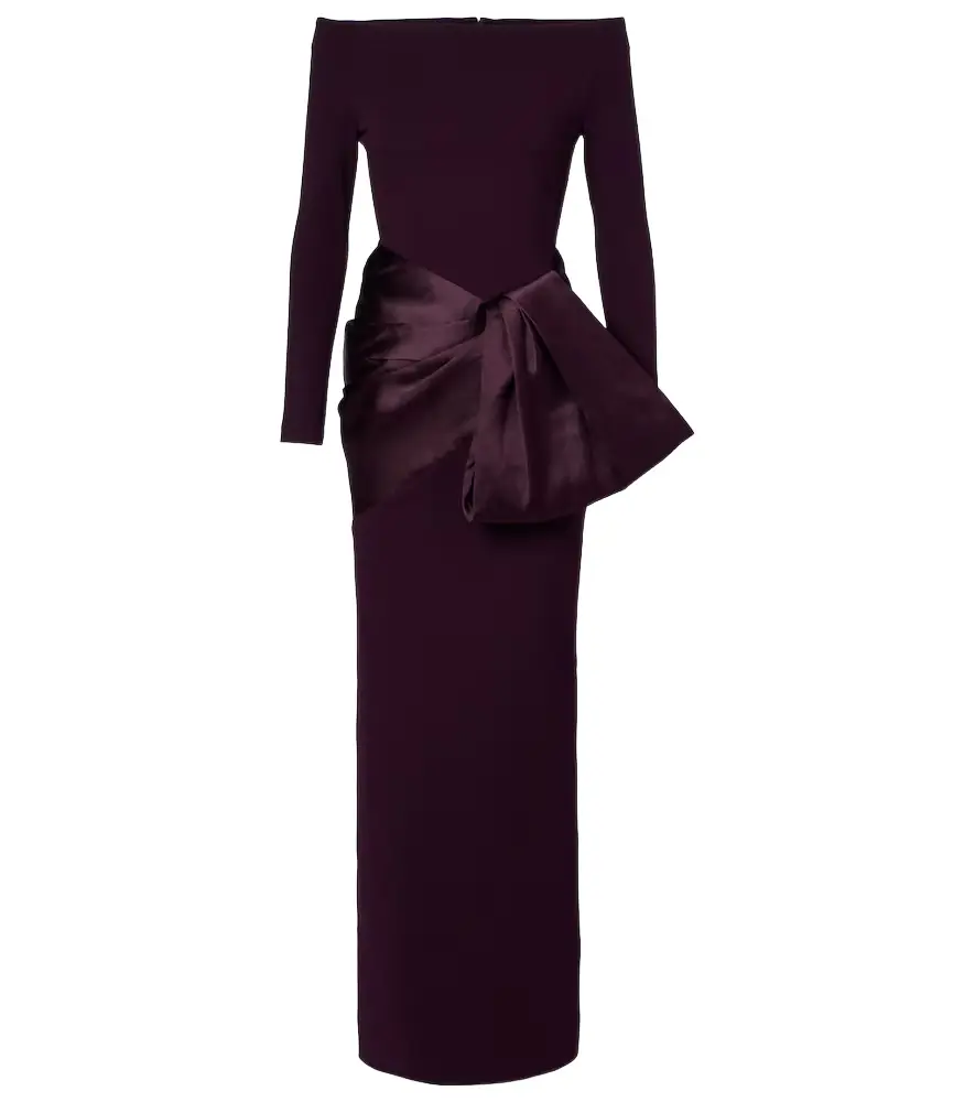 Solace London Kori bow-detail off-shoulder gown | Image 1 Solace London Kori bow-detail off-shoulder gown | Image 1