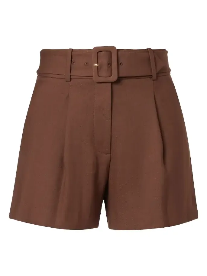 Piper belted linen-blend shorts