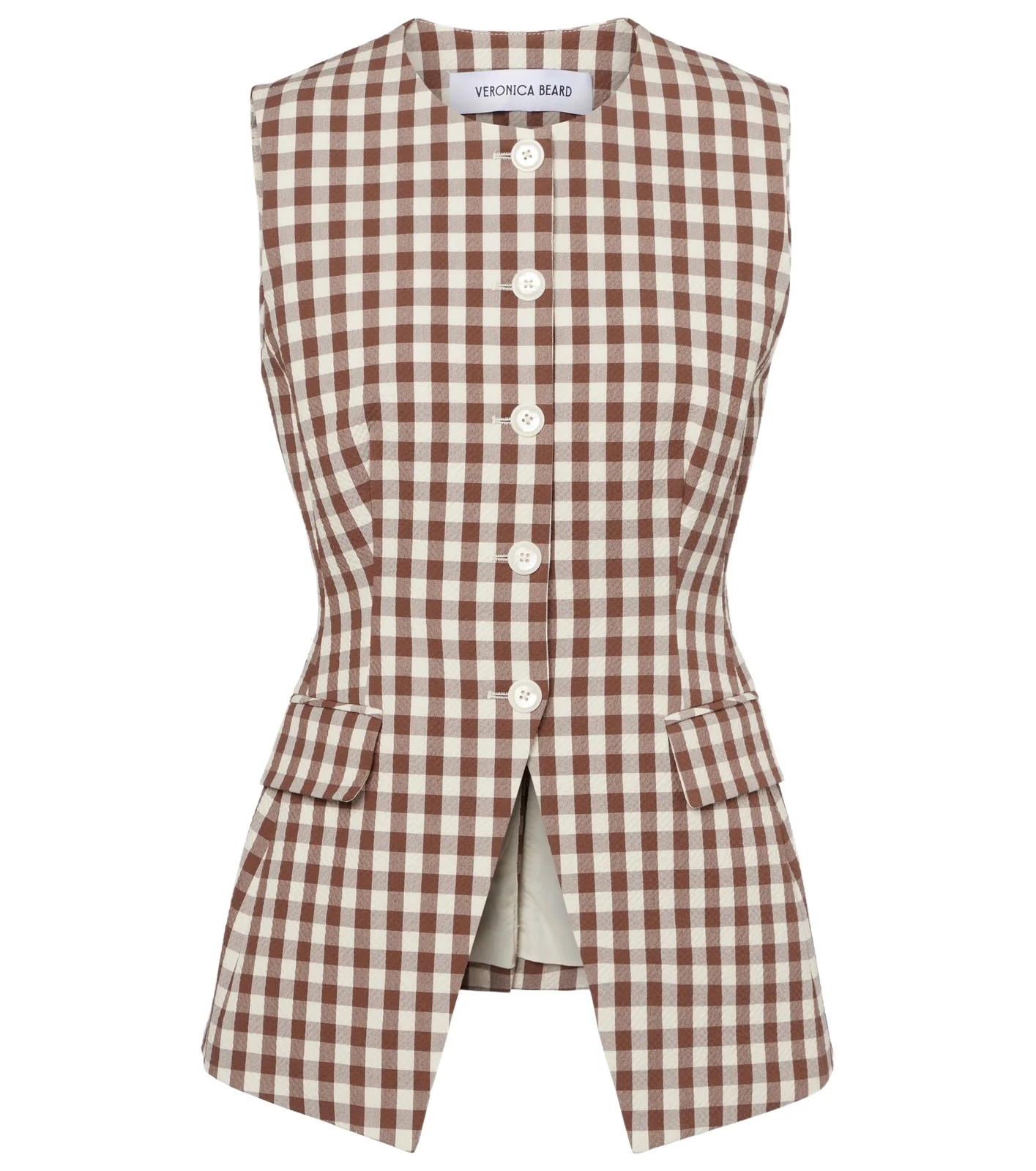 Veronica Beard Lois gingham seersucker top