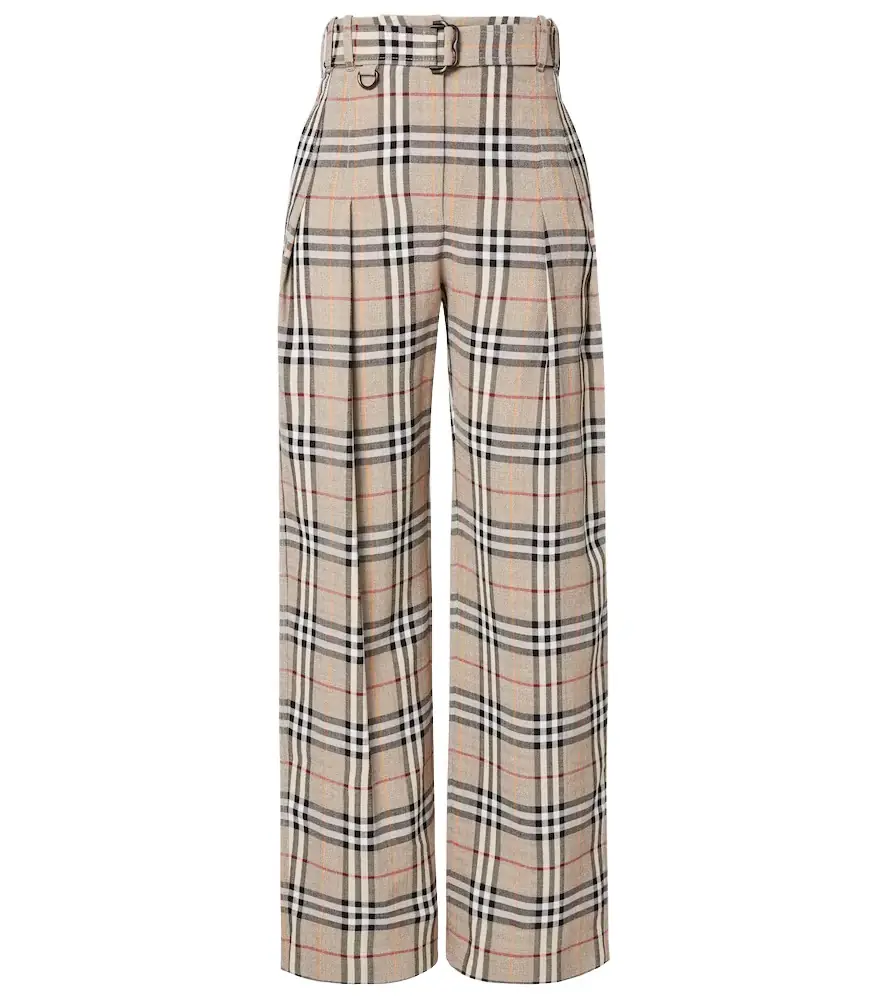 Burberry Check belted wide-leg pants