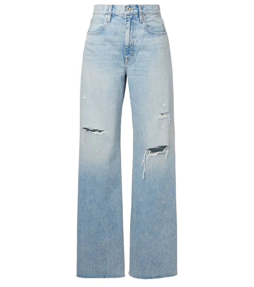 SLVRLAKE Nico distressed mid-rise wide-leg jeans