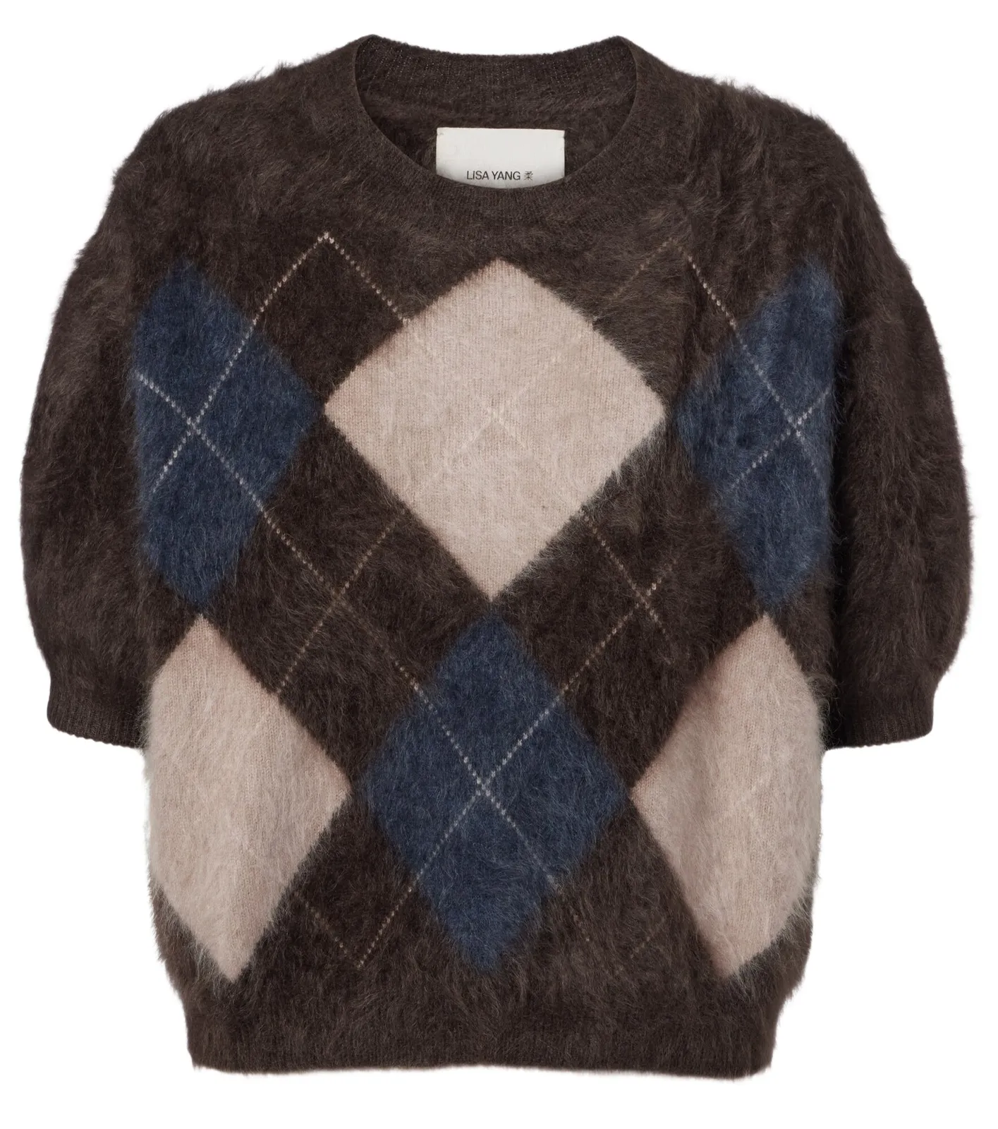 Juniper argyle knitted cashmere top Juniper argyle knitted cashmere top