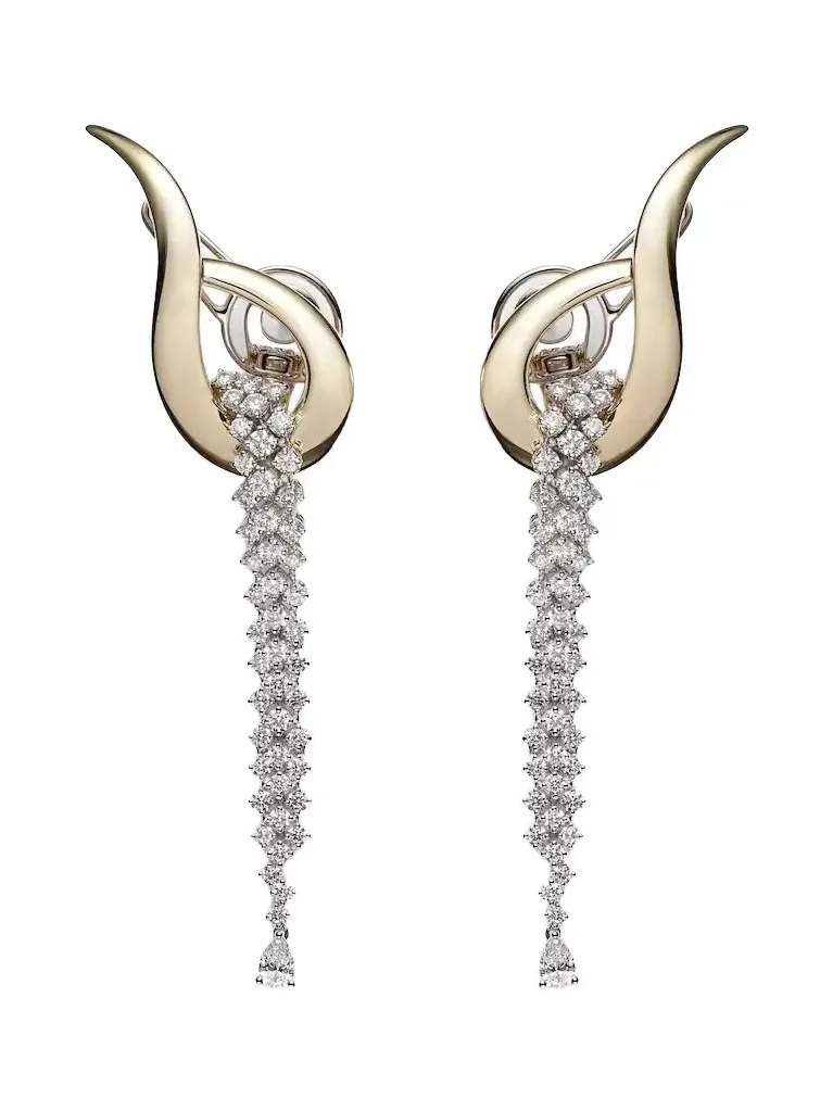 Golden Strada 18kt yellow and white gold drop earrings with diamonds