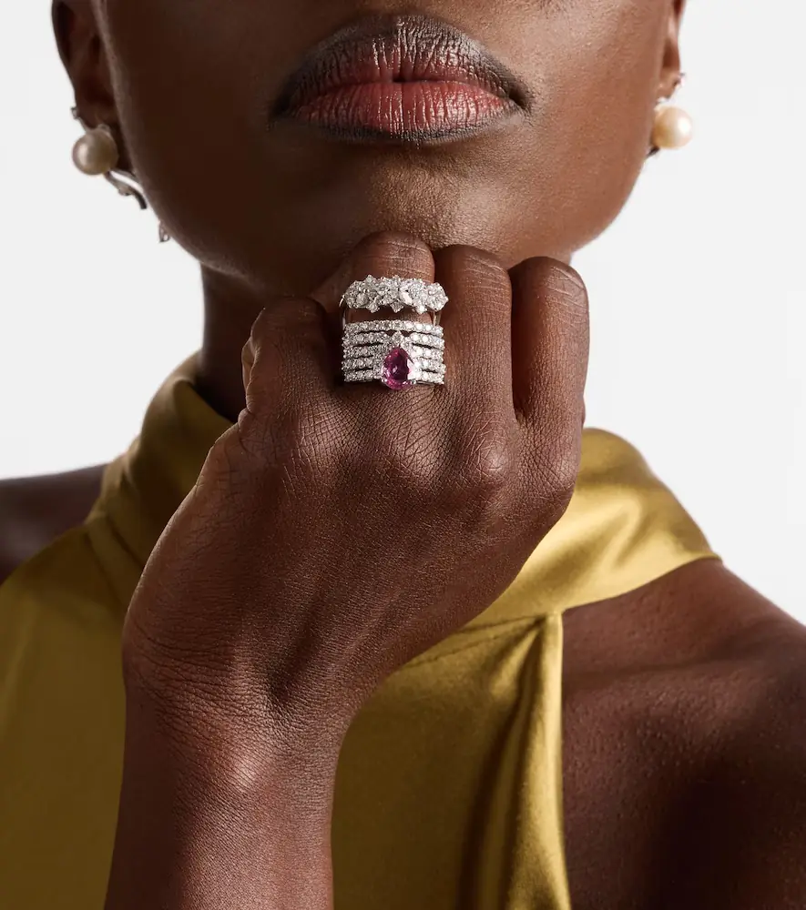 YEPREM Reign Supreme 18kt white gold ring with diamonds and sapphire | Thumbnail 3