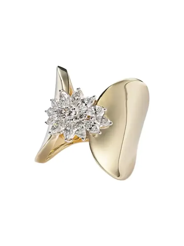Golden Strada 18kt white and yellow gold ring with diamonds