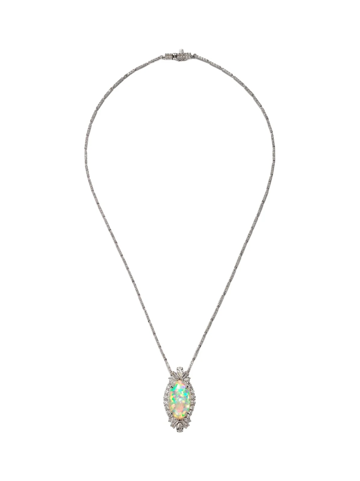 YEPREM Reign Supreme 18kt white gold pendant necklace with diamonds and opal