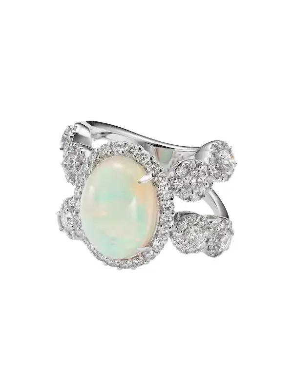 Reign Supreme 18kt white gold ring with diamonds and opal