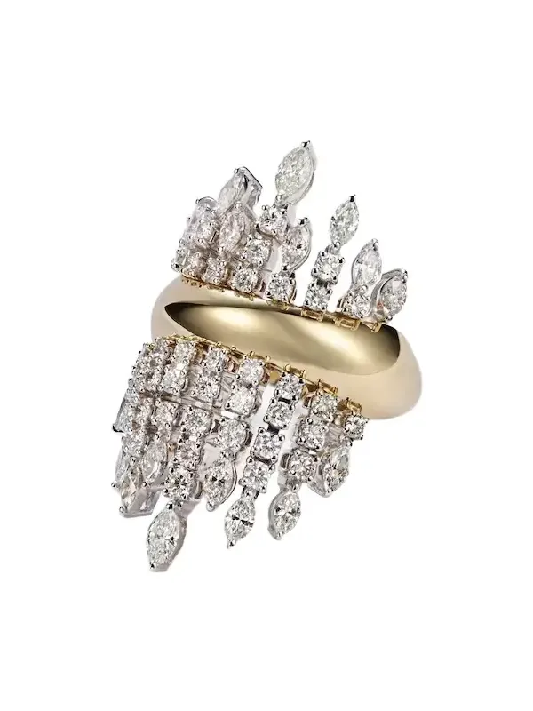 Golden Strada 18kt white and yellow gold ring with diamonds