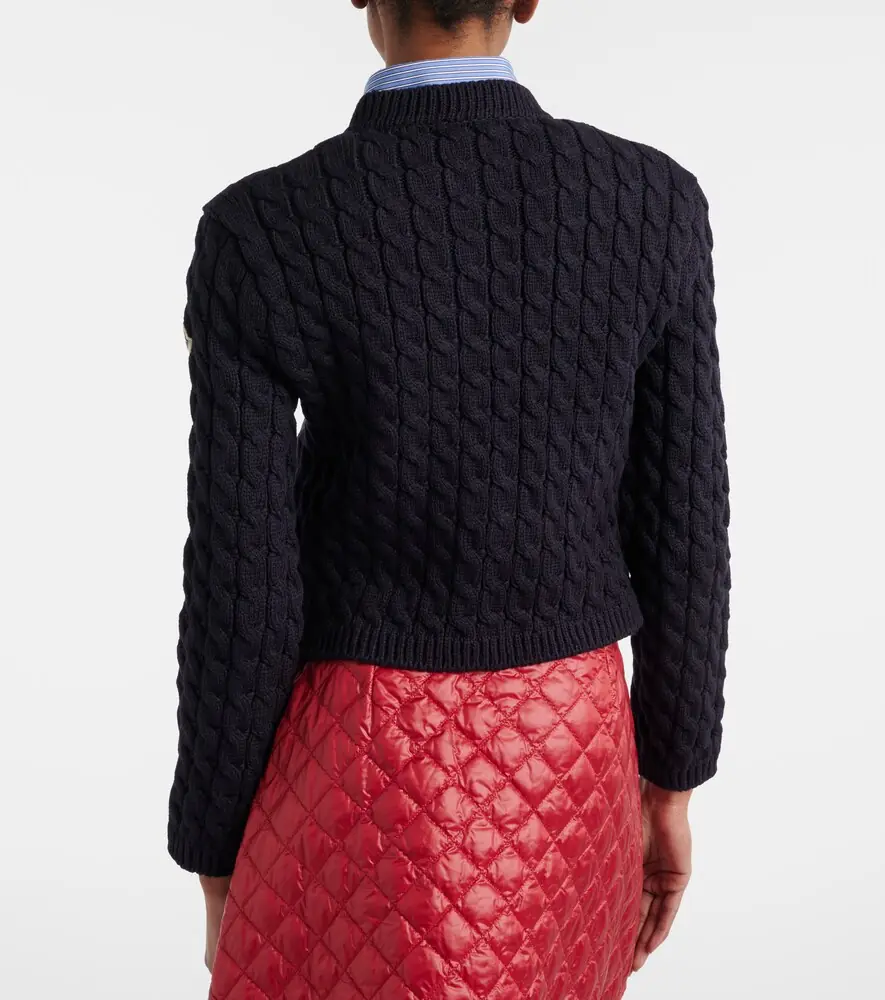Moncler Cable-knit cotton-blend cardigan | Thumbnail 2 Moncler Cable-knit cotton-blend cardigan | Thumbnail 2