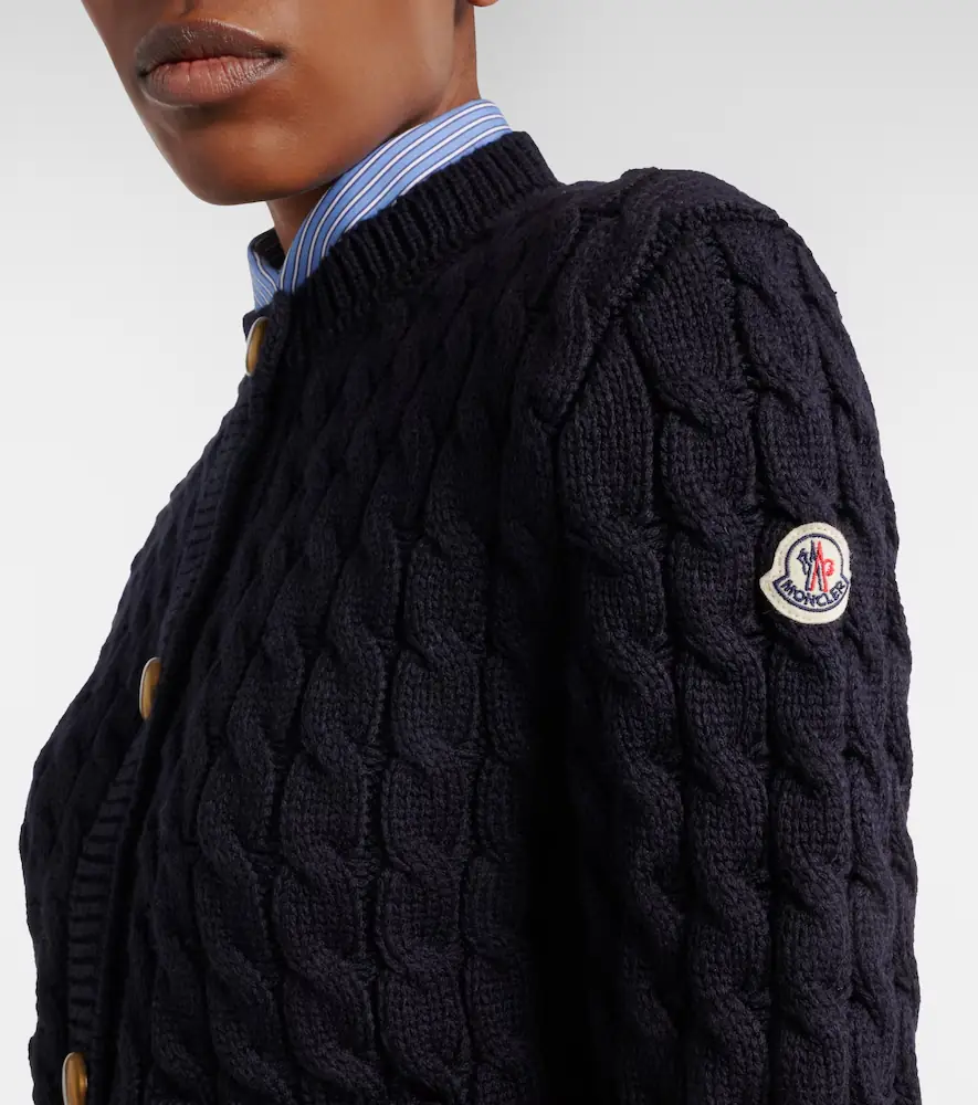 Moncler Cable-knit cotton-blend cardigan | Thumbnail 3 Moncler Cable-knit cotton-blend cardigan | Thumbnail 3