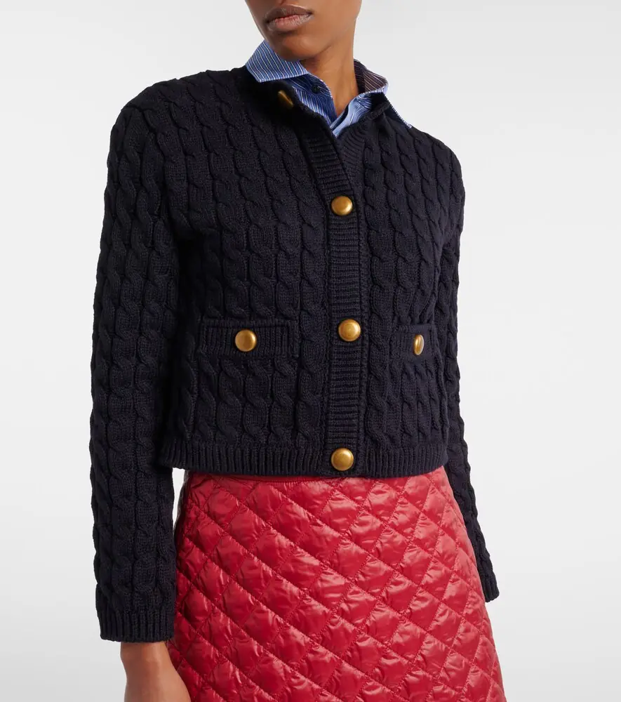 Moncler Cable-knit cotton-blend cardigan | Thumbnail 4 Moncler Cable-knit cotton-blend cardigan | Thumbnail 4