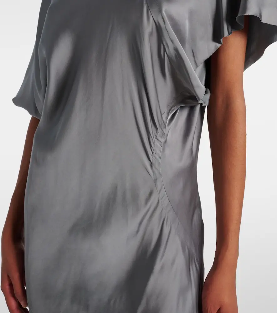 Rick Owens Gathered satin midi dress | Thumbnail 4