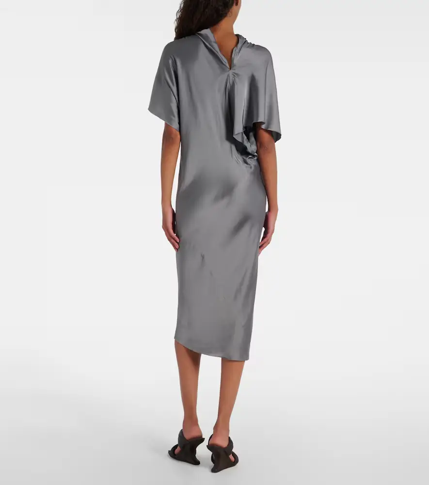Rick Owens Gathered satin midi dress | Thumbnail 5