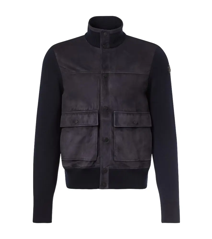 Moncler Paneled suede and wool jacket | Image 1 Moncler Paneled suede and wool jacket | Image 1