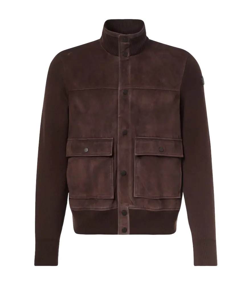 Moncler Paneled suede and wool jacket | Image 1 Moncler Paneled suede and wool jacket | Image 1