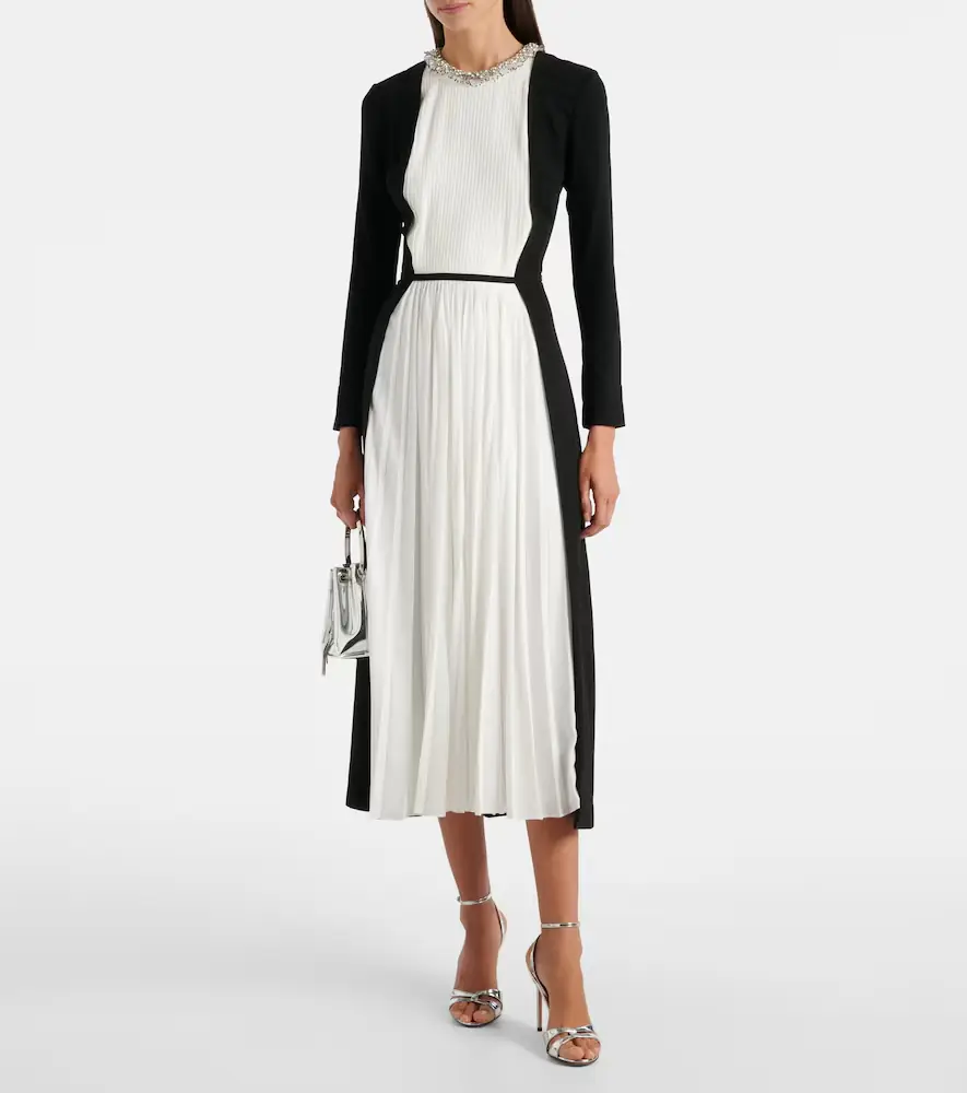 Simkhai Esther embellished crêpe and plissé midi dress | Thumbnail 5