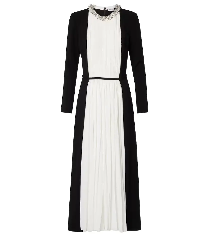 Simkhai Esther embellished crêpe and plissé midi dress