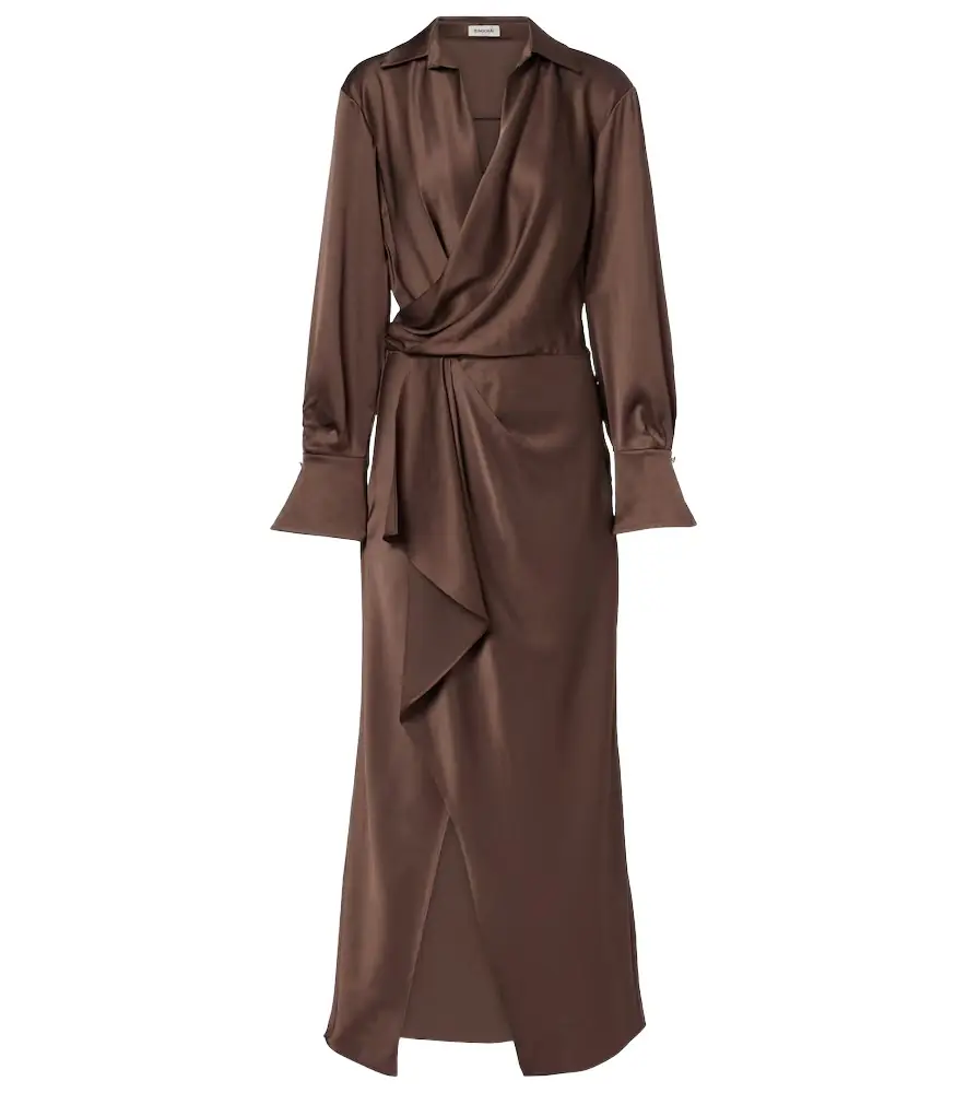 Simkhai Talita draped satin wrap dress | Image 1 Simkhai Talita draped satin wrap dress | Image 1