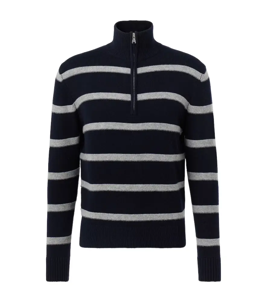 Allude Wool and cashmere half-zip sweater