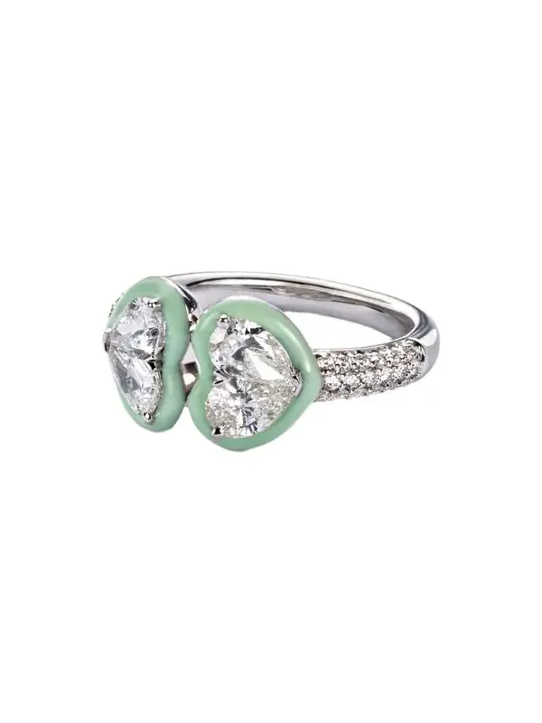 18kt white gold and enamel ring with diamonds 18kt white gold and enamel ring with diamonds