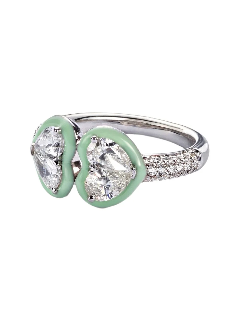 18kt white gold and enamel ring with diamonds