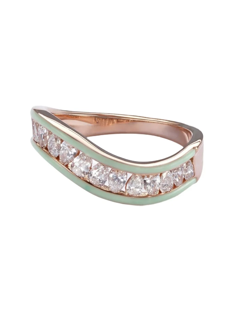 18kt rose gold and enamel ring with diamonds 18kt rose gold and enamel ring with diamonds