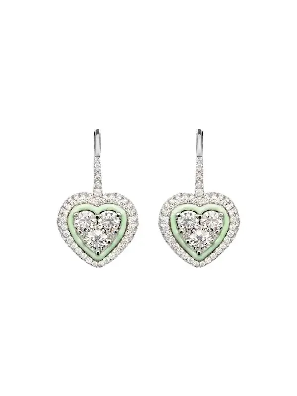 18kt white gold earrings with enamel and diamonds