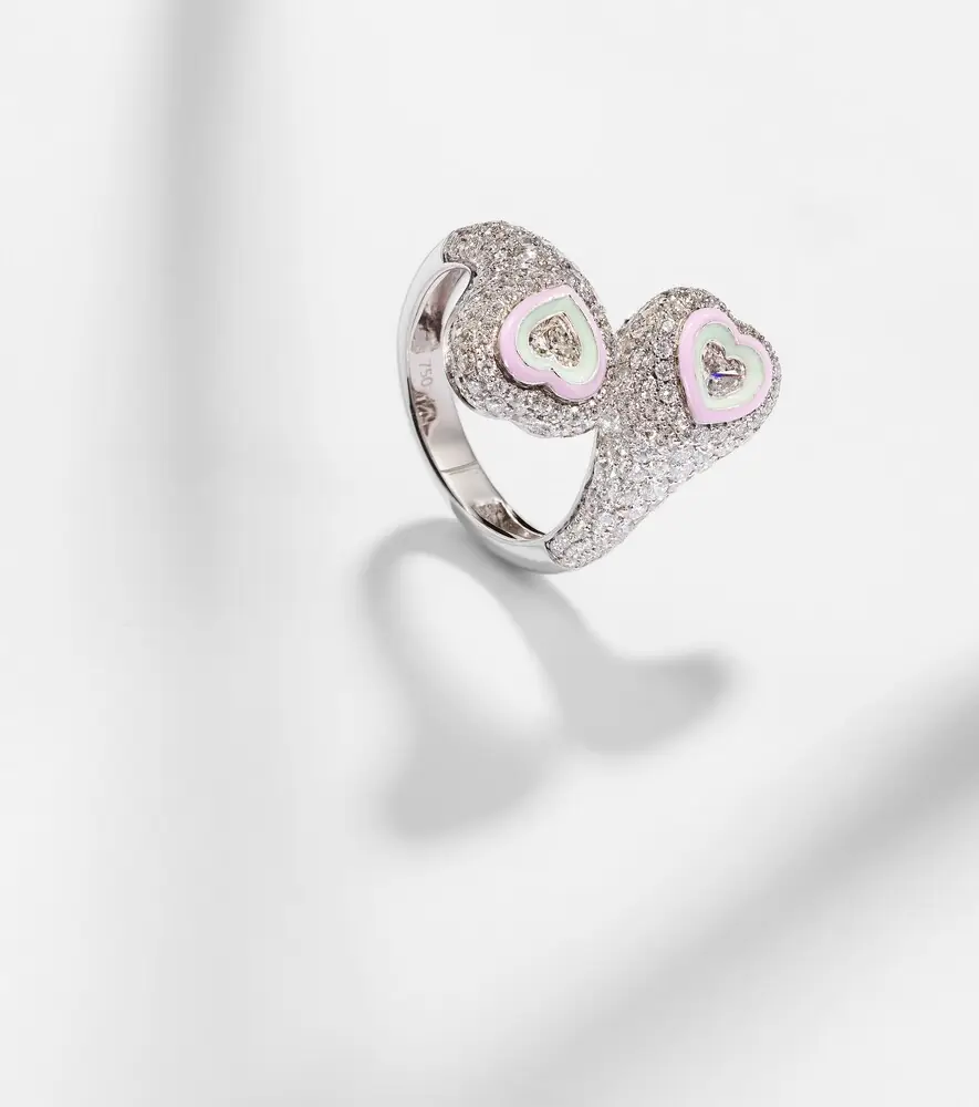 Kamyen Gemini Heart 18kt white gold and enamel pinky ring with diamonds | Thumbnail 5 Kamyen Gemini Heart 18kt white gold and enamel pinky ring with diamonds | Thumbnail 5
