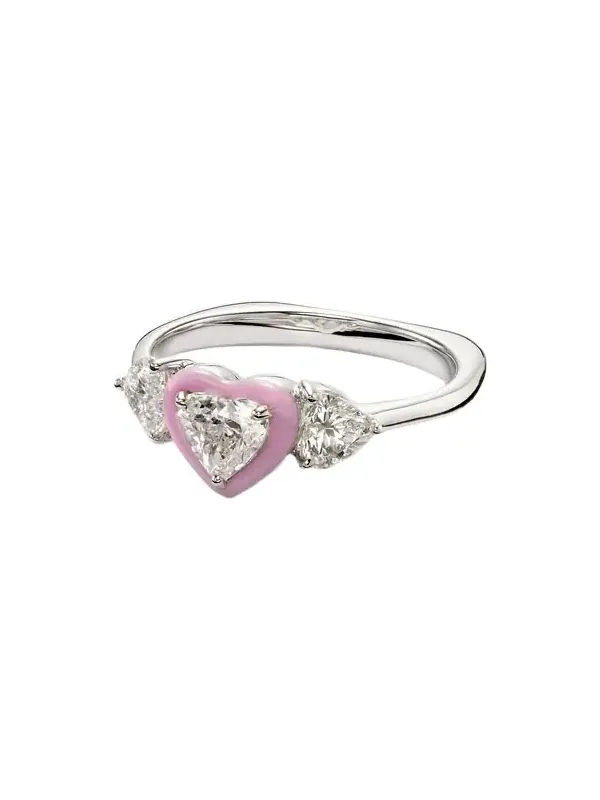 18kt white gold and enamel ring with diamonds 18kt white gold and enamel ring with diamonds
