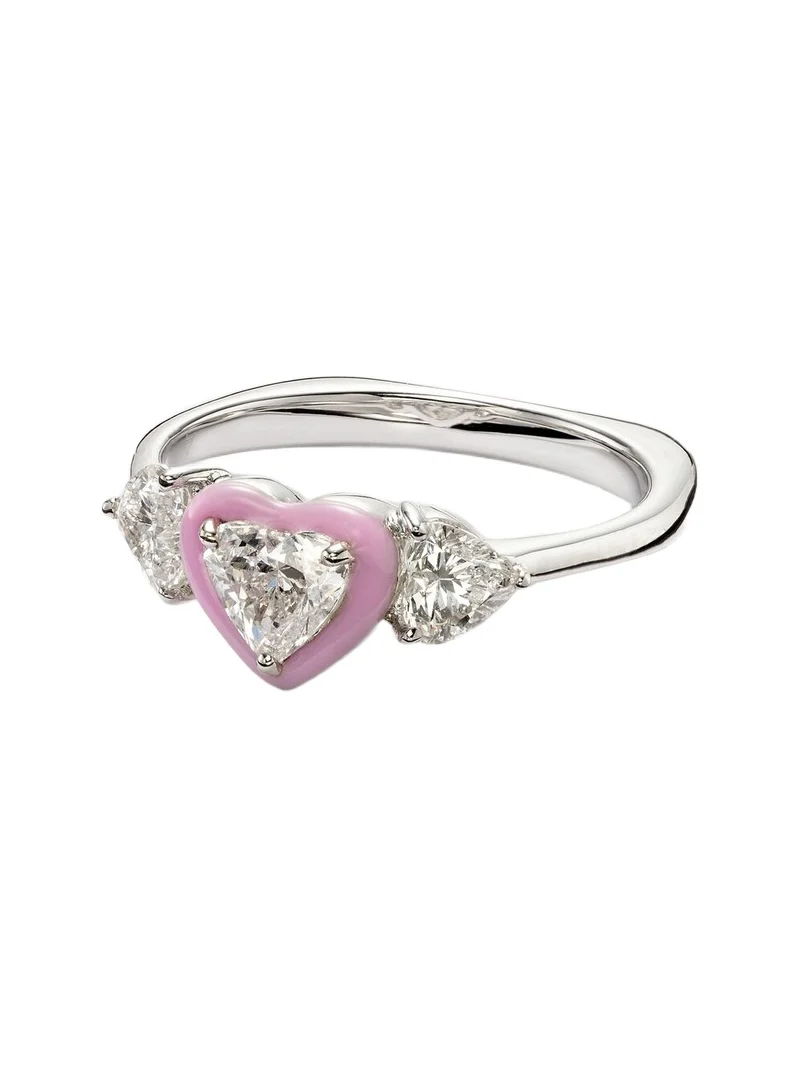 18kt white gold and enamel ring with diamonds