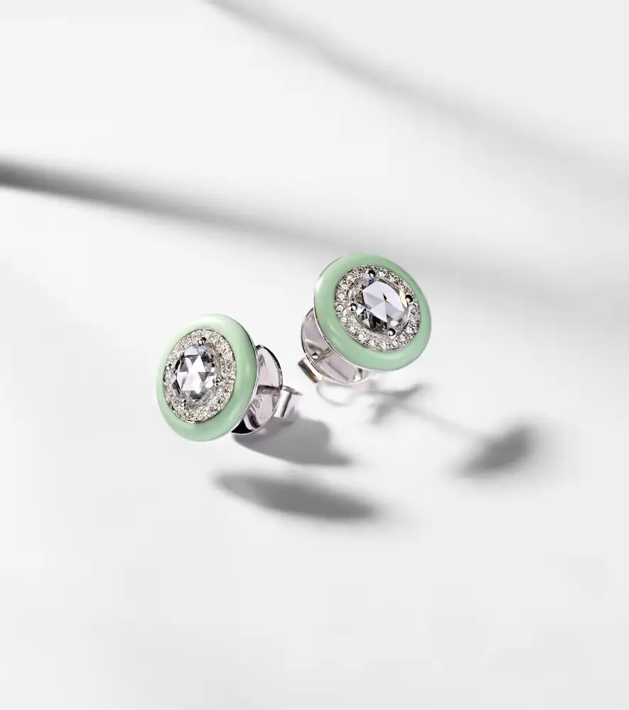Kamyen 18kt white gold earrings with diamonds and enamel | Thumbnail 5 Kamyen 18kt white gold earrings with diamonds and enamel | Thumbnail 5