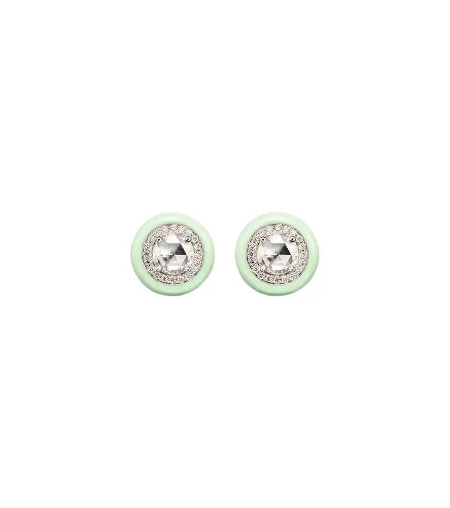 Kamyen 18kt white gold earrings with diamonds and enamel | Image 1 Kamyen 18kt white gold earrings with diamonds and enamel | Image 1
