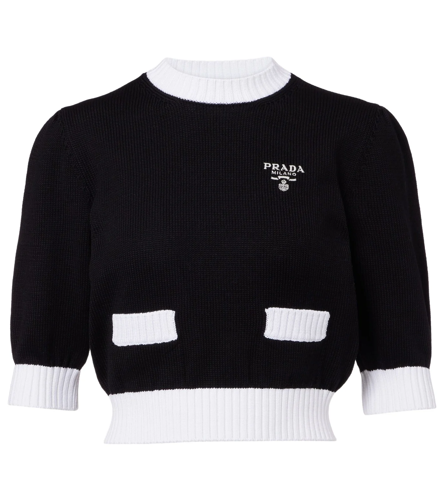Waffle-knit cropped cotton sweater Waffle-knit cropped cotton sweater